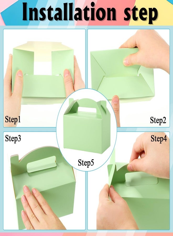 Tenare 36 Pcs Christmas Colorful Party Favor Gable Treat Boxes Paper Candy Snack Goodie Gift Boxes with Handles for Thanksgiving Day Birthday Holiday Decors, 6 x 3.5 x 3.5 Inch(Solid,Pastel Colors) - Image 4