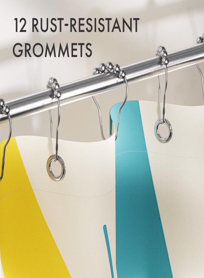 AmazerBath Shower Curtain, Washable Cloth Shower Curtain Sets with 12 Shower Curtain Hooks, Luxury Colorful Sunshine Yellow Waterproof Rustic Fabric Shower Curtains for Bathroom Decor, 72x72 Inches - Image 5