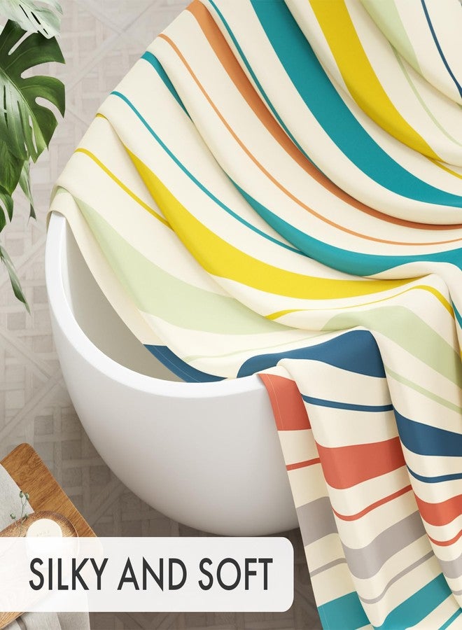 AmazerBath Shower Curtain, Washable Cloth Shower Curtain Sets with 12 Shower Curtain Hooks, Luxury Colorful Sunshine Yellow Waterproof Rustic Fabric Shower Curtains for Bathroom Decor, 72x72 Inches - Image 2