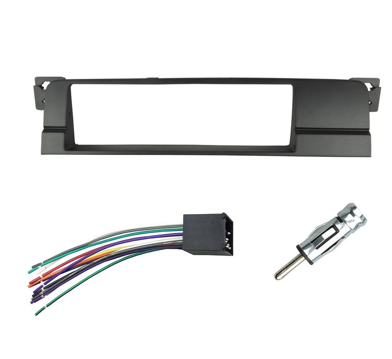 DKMUS Dash Installation Trim Kit for BMW 3 Series M3 E46 One Din Radio Stereo Panel with Wiring Harness Antenna Adapter - Image 3