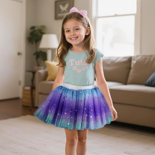 Revkokmx Girls Layered Rainbow Tutu Skirt Dance Dress Ruffle Tiered Clubwear (US, Age,3-5Years, Deep Purple) - Image 2