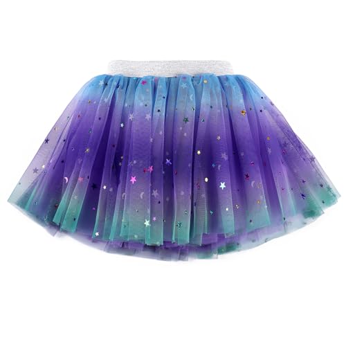 Revkokmx Girls Layered Rainbow Tutu Skirt Dance Dress Ruffle Tiered Clubwear (US, Age,3-5Years, Deep Purple) - Image 1