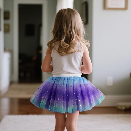 Revkokmx Girls Layered Rainbow Tutu Skirt Dance Dress Ruffle Tiered Clubwear (US, Age,3-5Years, Deep Purple) - Image 3