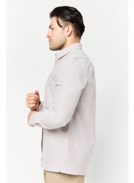 SELECTED Men Regular Fit Solid Long Sleeve Casual Shirts, Taupe  - Image 3