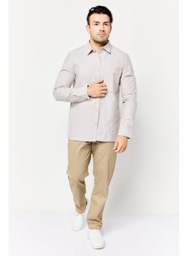 SELECTED Men Regular Fit Solid Long Sleeve Casual Shirts, Taupe  - Image 2