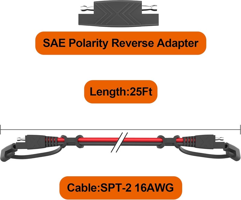 JOYSAE POWISER 3Feet SAE to SAE Extension Cable Quick Disconnect Connector 16AWG,for Automotive, Solar Panel Panel SAE Plug (3FT(16AWG)) - Image 3