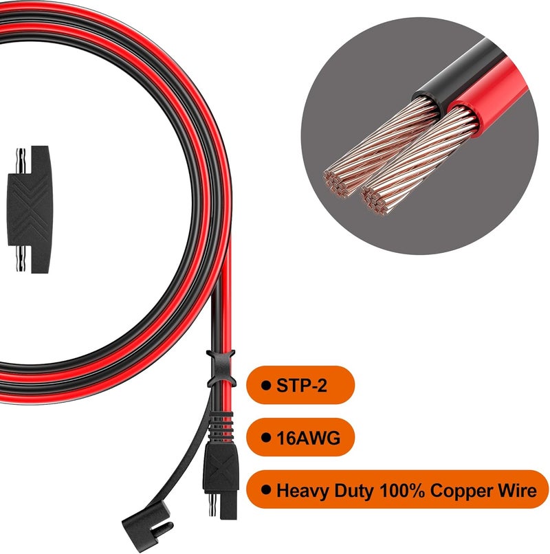 JOYSAE POWISER 3Feet SAE to SAE Extension Cable Quick Disconnect Connector 16AWG,for Automotive, Solar Panel Panel SAE Plug (3FT(16AWG)) - Image 4