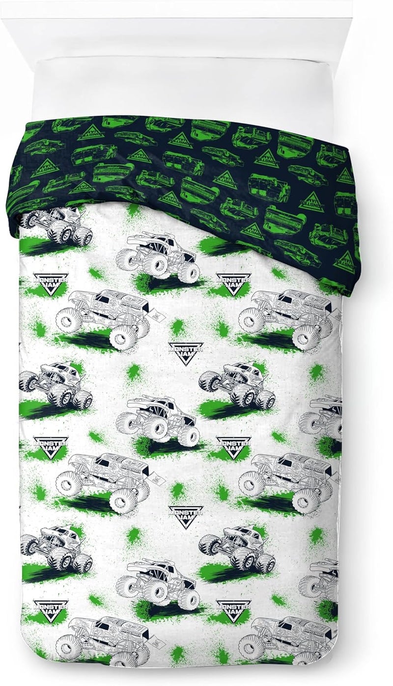 Jay Franco Kids Field Monster Jam Bedding Set – Super Soft Bedding with Pillowcase, COVER ONLY, Duvet Not Included, White, 2-Piece, Single Bed All-round unified build - Image 4
