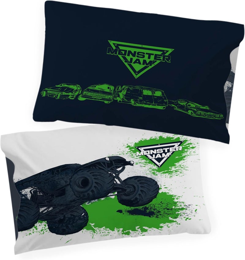 Jay Franco Kids Field Monster Jam Bedding Set – Super Soft Bedding with Pillowcase, COVER ONLY, Duvet Not Included, White, 2-Piece, Single Bed All-round unified build - Image 1