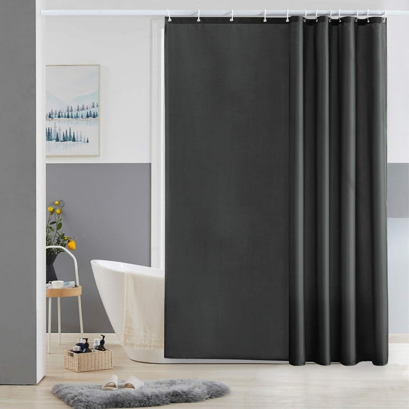 Furlinic Shower Curtain With Hooks Extra Long 100 Polyester Bathroom Shower Curtains Waterproof Dark Grey 180 x 200cm 72 x 78 Inch