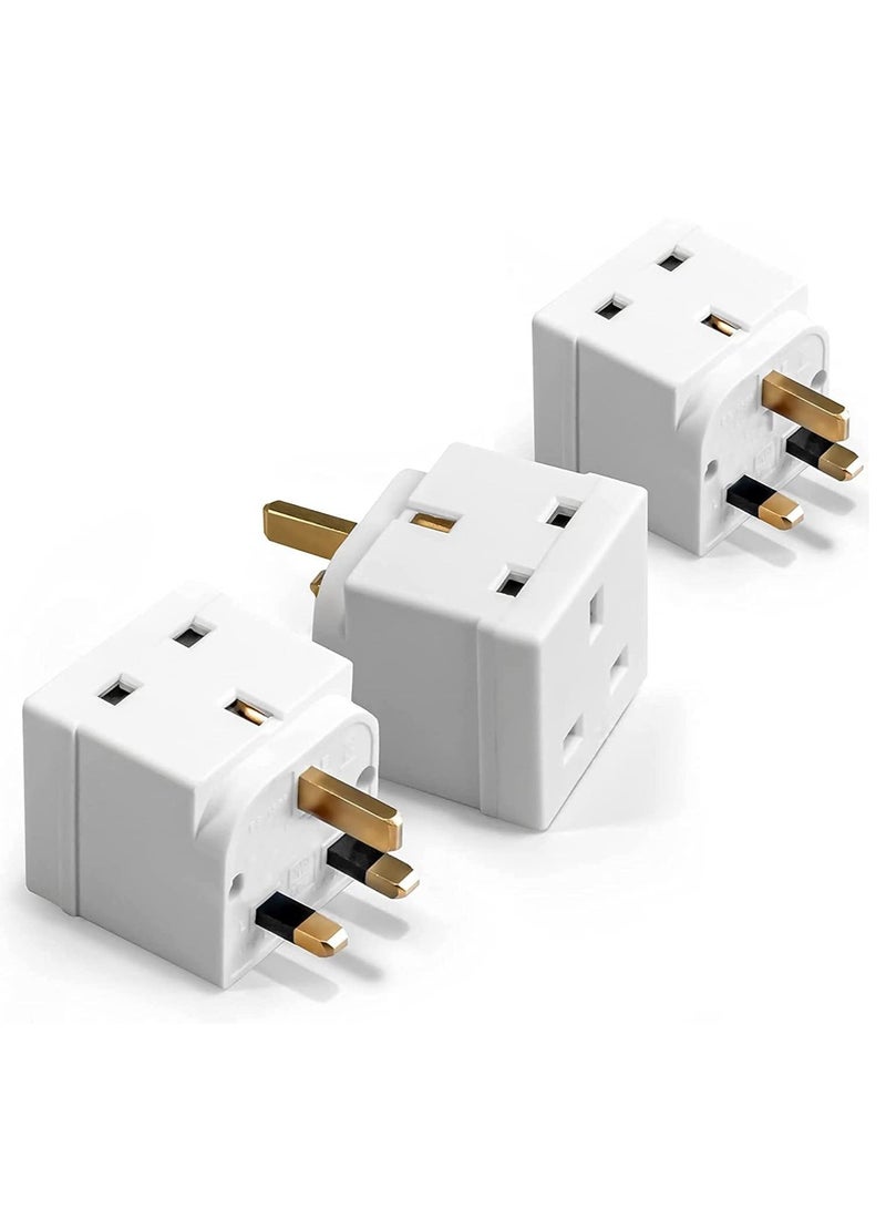 2 Way UK 3 Pin Plug Adaptor | Mains Power Multi Socket Extension | Extender Block Splitter | Wall Charger Adaptor Socket with 13A | 2 Plug Power Extender - 1 Pack