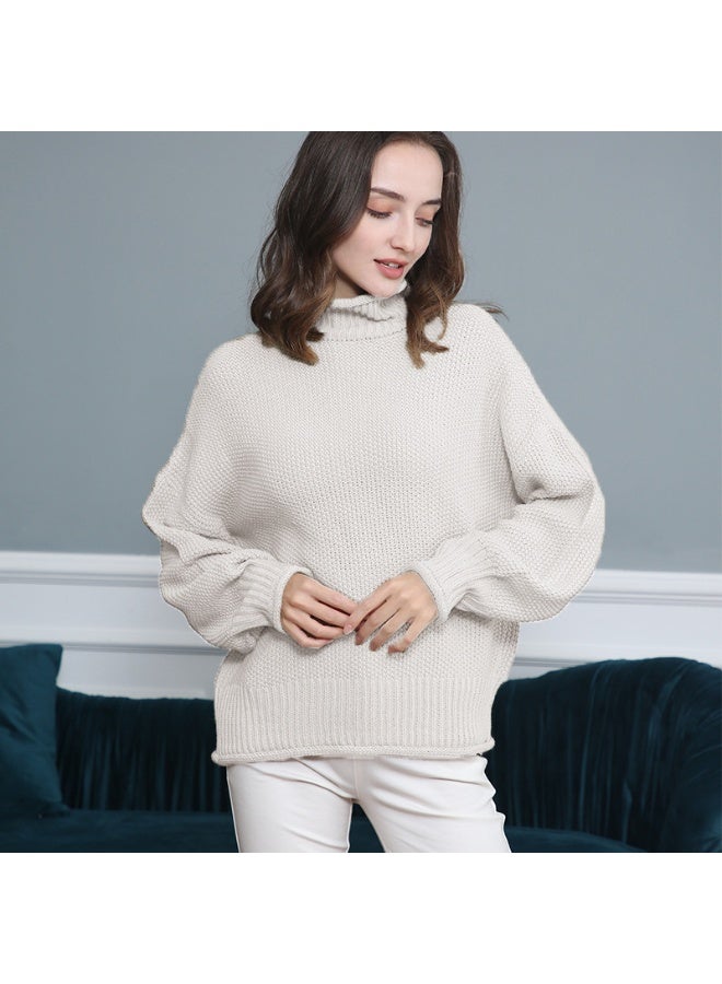 NIBEMINENT Autumn/Winter  Turtleneck Sweater Women's High Neck Knit Pullover Soft Comfortable Top Loose Jumper - Image 1