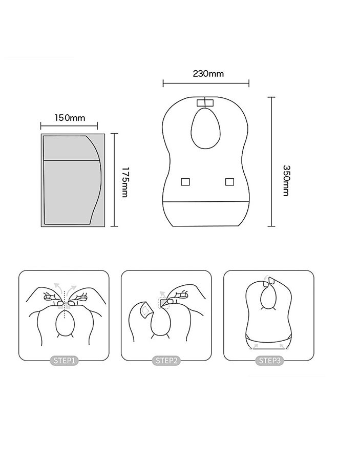 STAR BABiES 36 قطعة من المرايل القابلة للاستخدام لمرة واحدة للأطفال مع حقيبة حفاضات - رمادي - Image 4