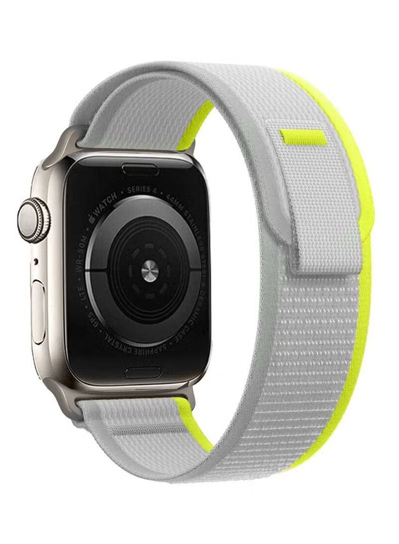 vesus Apple Watch Trail Band 49mm 45mm 44mm 42mm Nylon Woven Sport Strap for iWatch Series Ultra/8/7/SE/6/5/4/3/2/1 Grey/Yellow