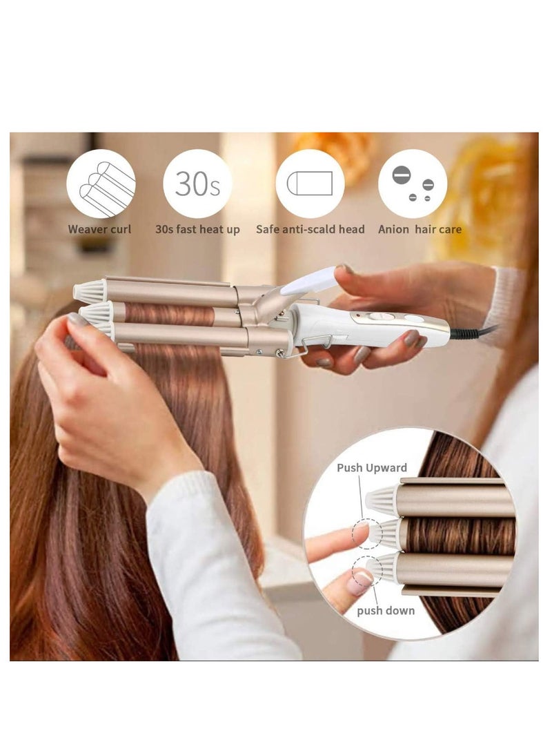 general Three Barrel Curling Iron Wand Hair culer hair wave hair iron Ceramic Tourmaline Triple Barrels, Dual Voltage Crimp - Image 2