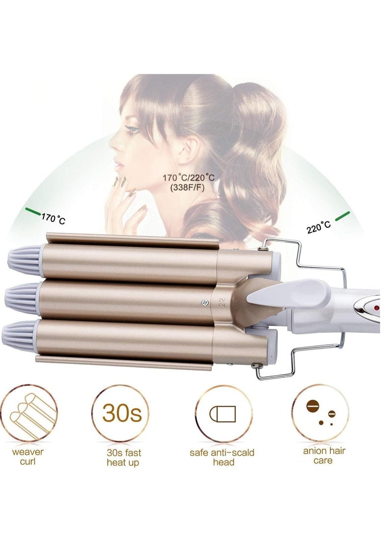 general Three Barrel Curling Iron Wand Hair culer hair wave hair iron Ceramic Tourmaline Triple Barrels, Dual Voltage Crimp - Image 4