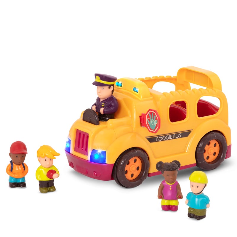 لعبة حافلة المدرسة الصفراء التفاعلية من B toys مع أضواء وأصوات وركاب يرقصون مجموعة لعب تعليمية للأطفال الصغار مع 5 شخصيات ميزة إيقاف التشغيل التلقائي للبطارية للأعمار من 18 شهرًا
