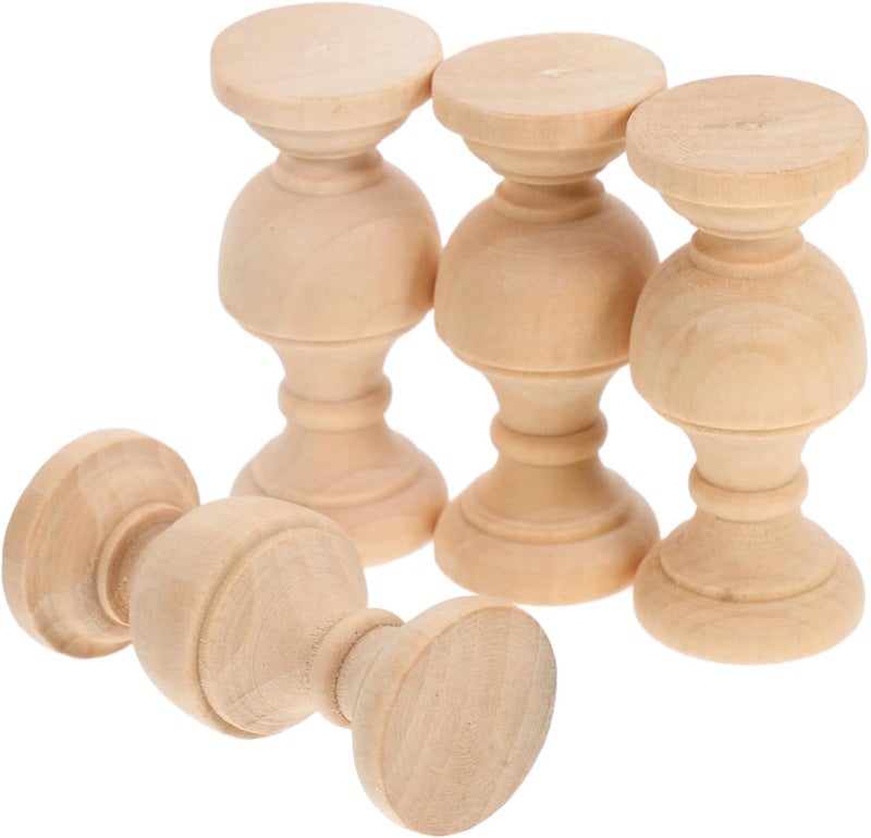 4Pcs Solid Wood Baluster European Style Table Decor Base 6X2 5X2 5CM - Image 1