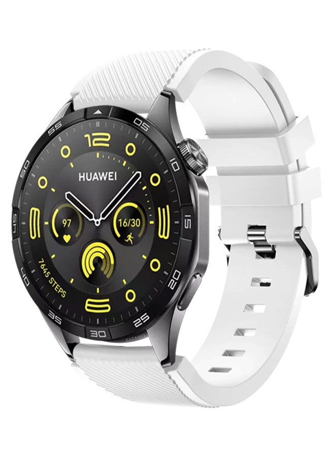 CATANES (for Huawei GT4 22mm) Silicone Strap,Sport Wristband Strap Adjustable Silicone Sport Band White - Image 2