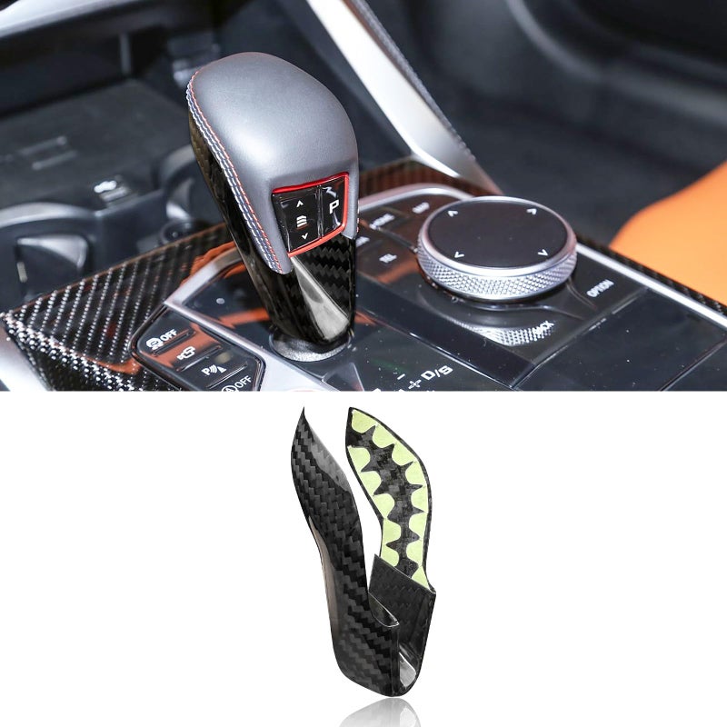 BLAKAYA Compatible wth Carbon Fiber Gear Shift Knob Head Cover Automotive Shift Lever Modified Decoration for BMW M2 G87 M3 G80 M4 G82 G83 X5M 20212025 Black - Image 2