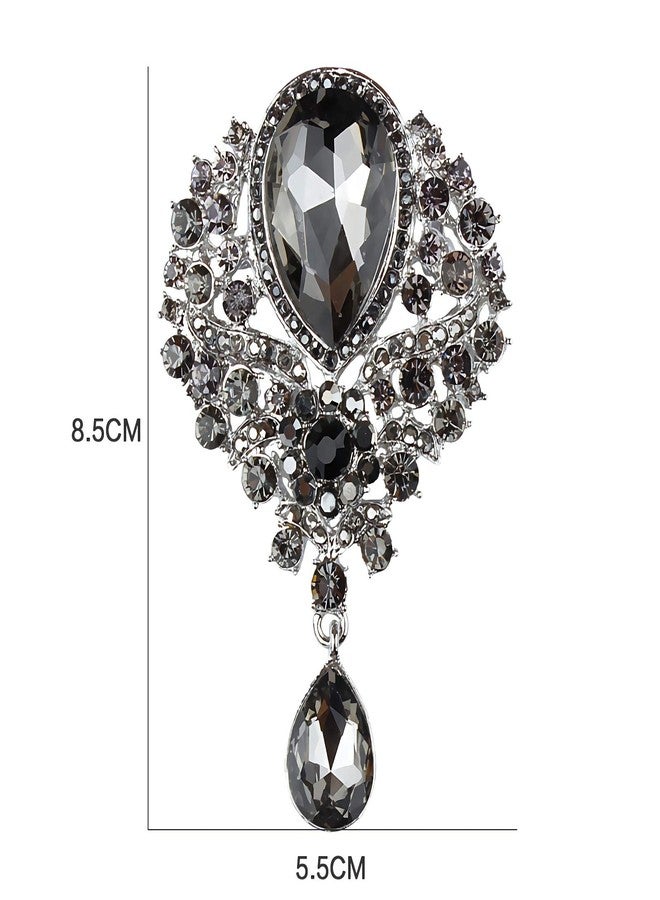 Axmerdal Wedding Bridal Big Crystal Rhinestone Bouquet Brooch Pin for Women (purple) - Image 2