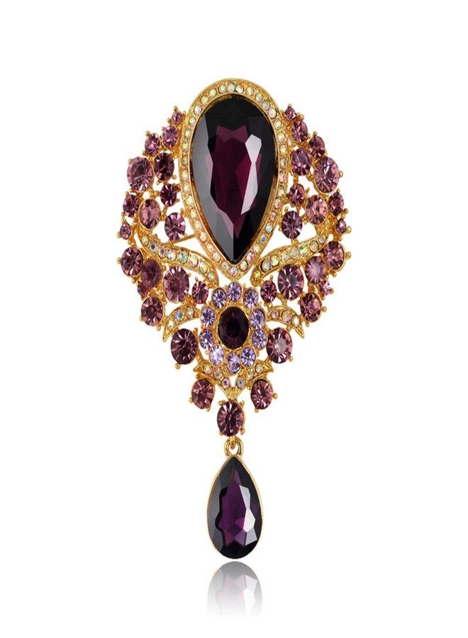Axmerdal Wedding Bridal Big Crystal Rhinestone Bouquet Brooch Pin for Women (purple) - Image 1