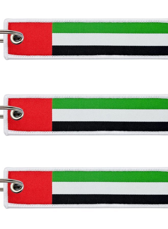 LLBFHH 3 Pcs UAE Emirati Country Flag Keychain,Woven label Key Chains for Car Keys,Fabric Key Chains Men and Women,Used for Various Decorations. - Image 1