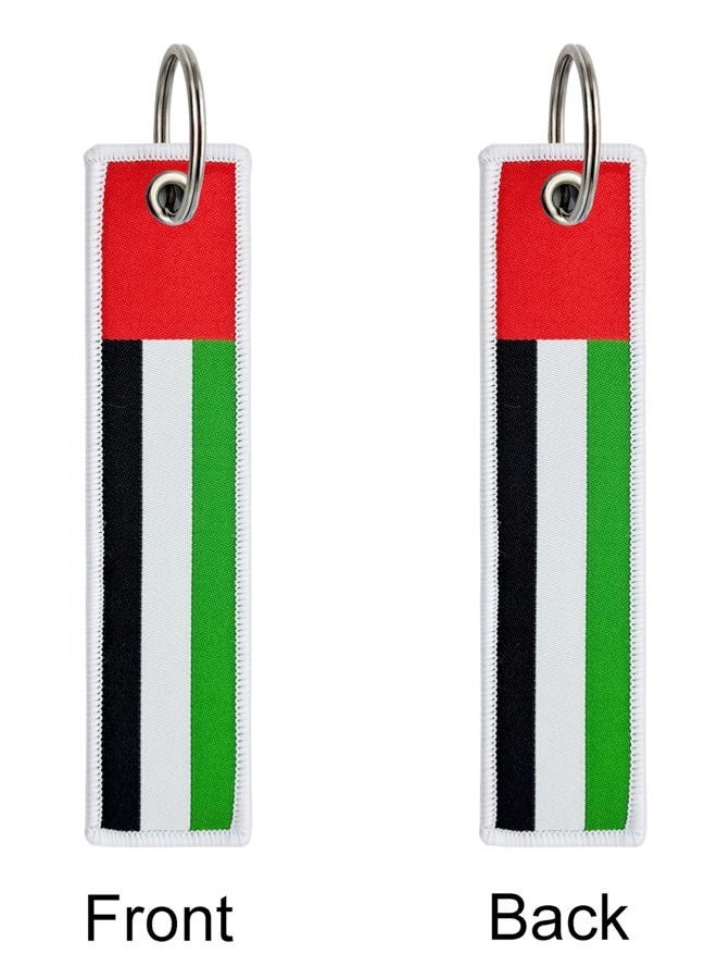 LLBFHH 3 Pcs UAE Emirati Country Flag Keychain,Woven label Key Chains for Car Keys,Fabric Key Chains Men and Women,Used for Various Decorations. - Image 3