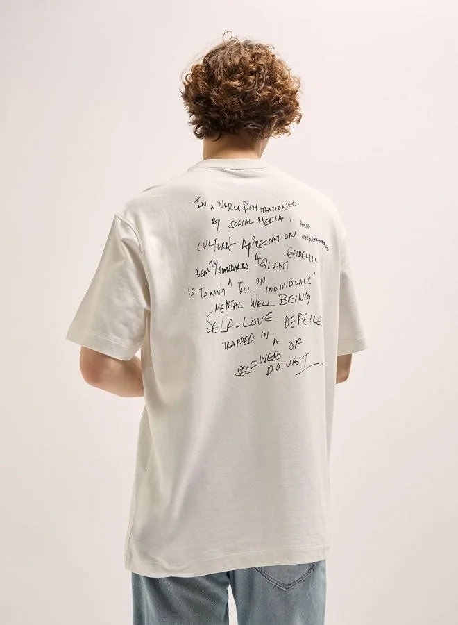 THE BEAR HOUSE  Men's White Graphic Print Crew Neck T-shirt Perfect For Casual Wear, Gym, Travel, Or Layering Stylish And Versatile Essential For Every Wardrobe for Men | Best Price UAE