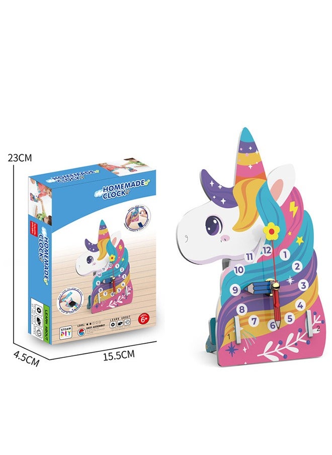 tangs Rainbow Unicorn DIY Clock Kit - STEM Educational Science Toy for Kids, Easy Assembly, Colorful Desk Decor, Fun Learning for Boys & Girls, Perfect for Parent-Child Bonding  - Image 3
