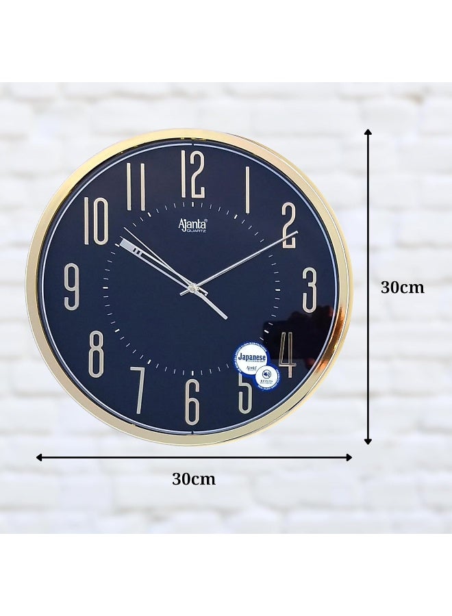 Ajanta 2757 Black Wall Clock | 30 cm Plastic Abstract Design | Silent Sweep Analog | Battery Operated | Modern Home & Office Décor - Image 2