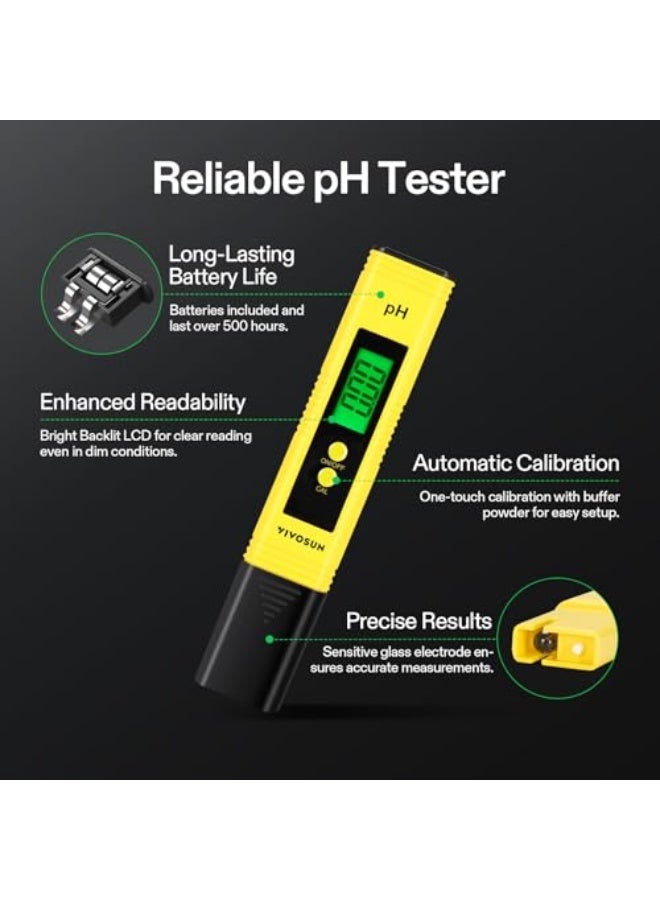 Generic VIVOSUN pH and TDS Meter Combo, 0.01ph High Accuracy Pen Type pH Meter ± 2% Readout Accuracy 3-in-1 TDS EC Temperature Meter for Hydroponics, Household Drinking, and Aquarium, UL Certified  - Image 2