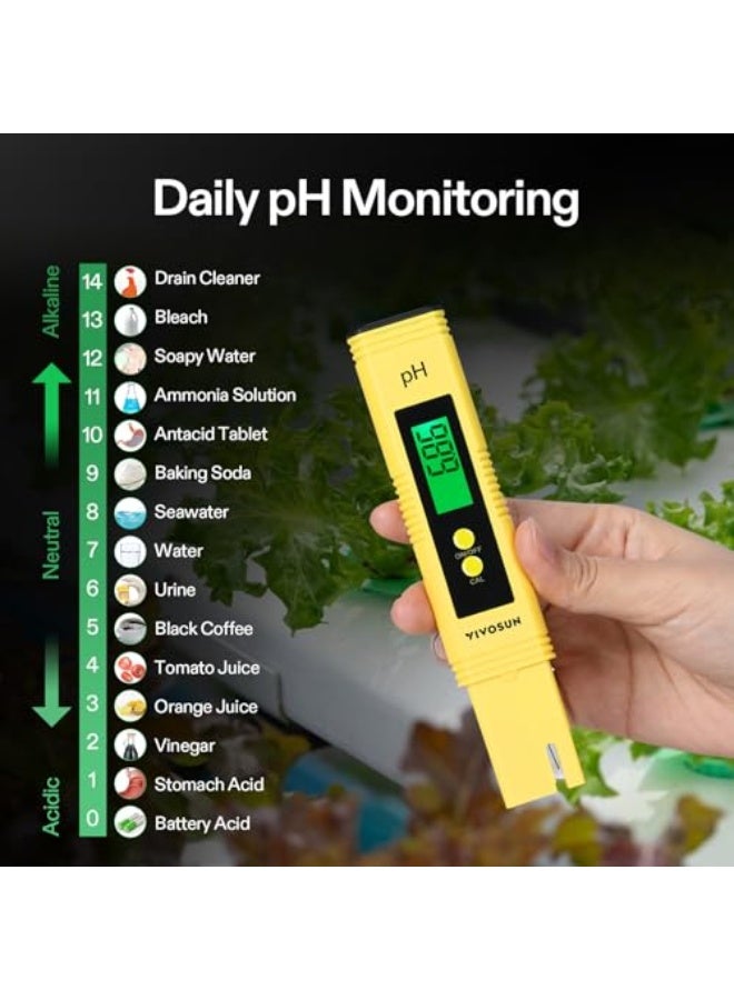 Generic VIVOSUN pH and TDS Meter Combo, 0.01ph High Accuracy Pen Type pH Meter ± 2% Readout Accuracy 3-in-1 TDS EC Temperature Meter for Hydroponics, Household Drinking, and Aquarium, UL Certified  - Image 5