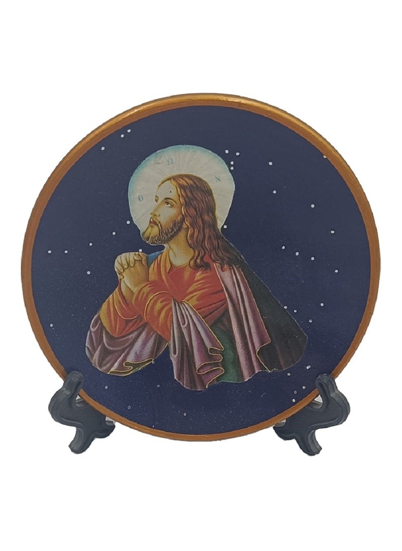 Antique Museum Porcelain Hand Painted Plate Praying Jesus Small  - Image 1