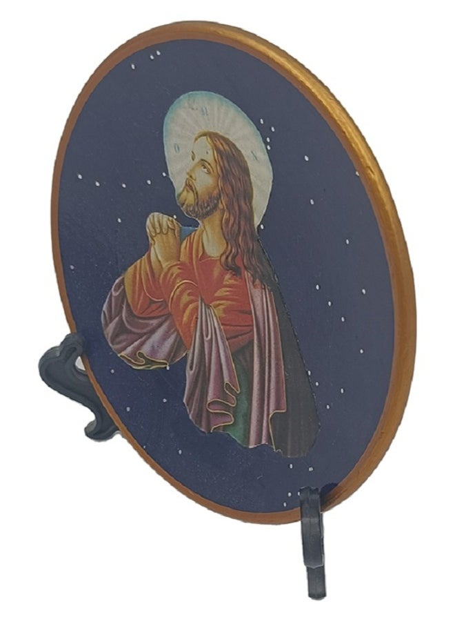 Antique Museum Porcelain Hand Painted Plate Praying Jesus Small  - Image 2