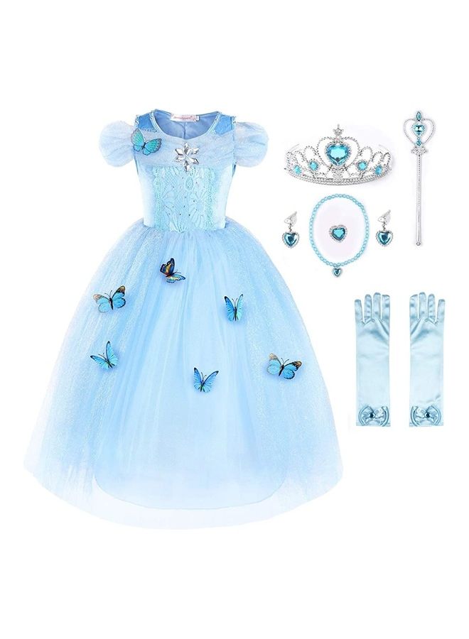 NIBEMINENT Princess Dress for Girl with Jewellery Set 120cm - Image 1