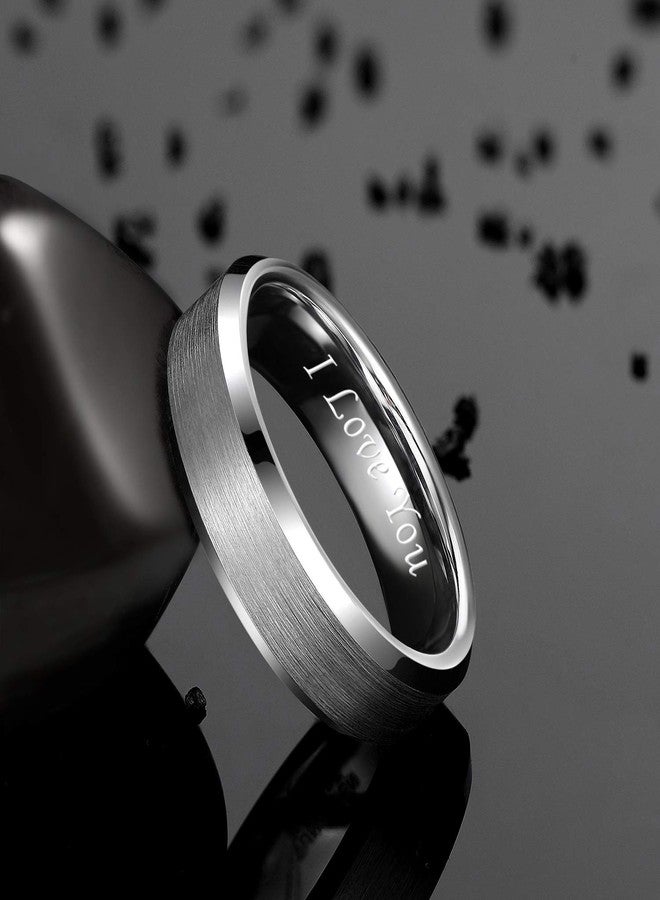Greenpod خاتم زفاف رجالي من جرينبود، 6 مم، حواف مشطوفة، مصنوع من كربيد التنجستن المصقول، محفور عليه عبارة "أحبك"، مقاس 10، تصميم مريح - Image 2