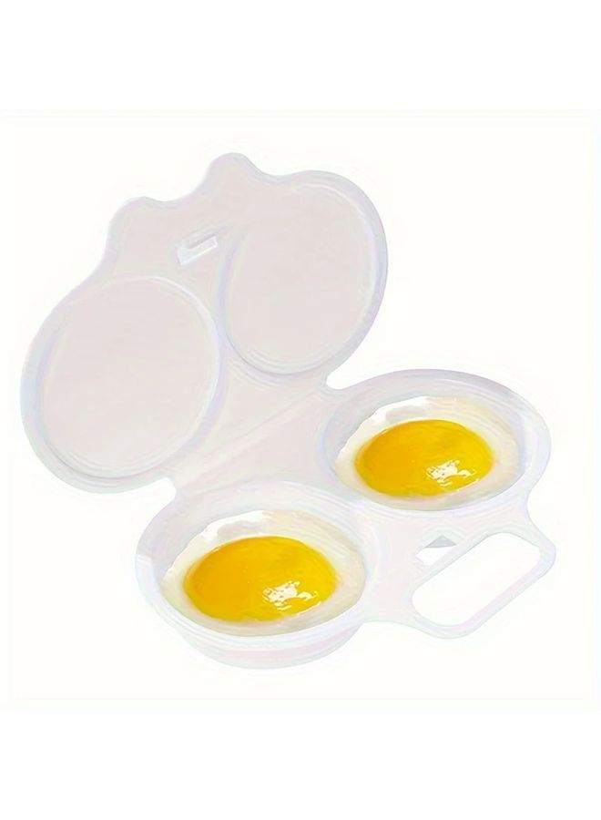 White Microwave Egg Poacher with Lid Quick Effortless Cooking for Breakfast - Image 1