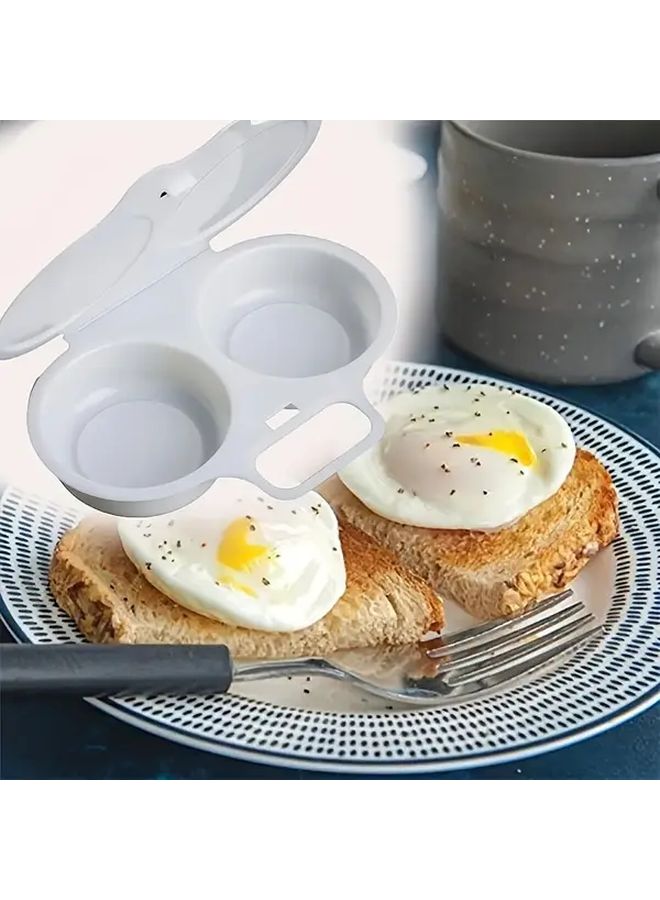 White Microwave Egg Poacher with Lid Quick Effortless Cooking for Breakfast - Image 3
