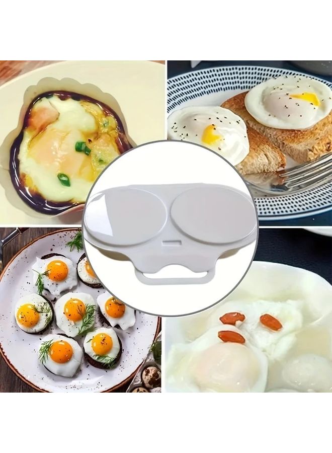 White Microwave Egg Poacher with Lid Quick Effortless Cooking for Breakfast - Image 4