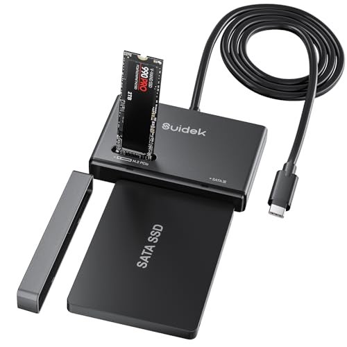 SUIDEK M.2 NVMe SSD Adapter, Type-C 10Gbps to M.2 and SATA Hard Drive Reader External M2 PCIe NVMe SSD Enclosure Compatible with (M Key&M+B Key) Any Sizes and 2.5"/3.5" SATA with 12V/2A Adapter - Image 1