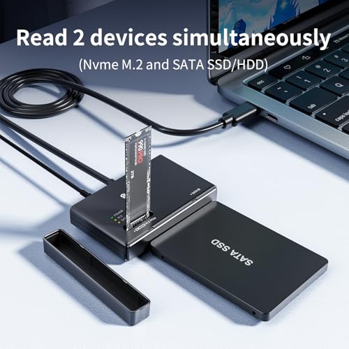 SUIDEK M.2 NVMe SSD Adapter, Type-C 10Gbps to M.2 and SATA Hard Drive Reader External M2 PCIe NVMe SSD Enclosure Compatible with (M Key&M+B Key) Any Sizes and 2.5"/3.5" SATA with 12V/2A Adapter - Image 5
