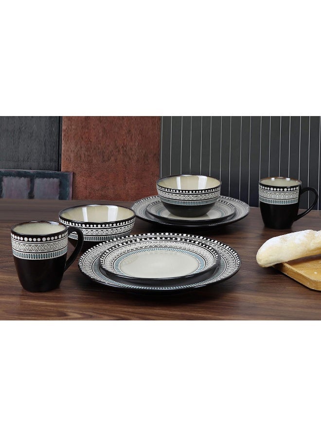 Lorren Home Trends Glazed Dinnerware Set Bue Large - Image 4