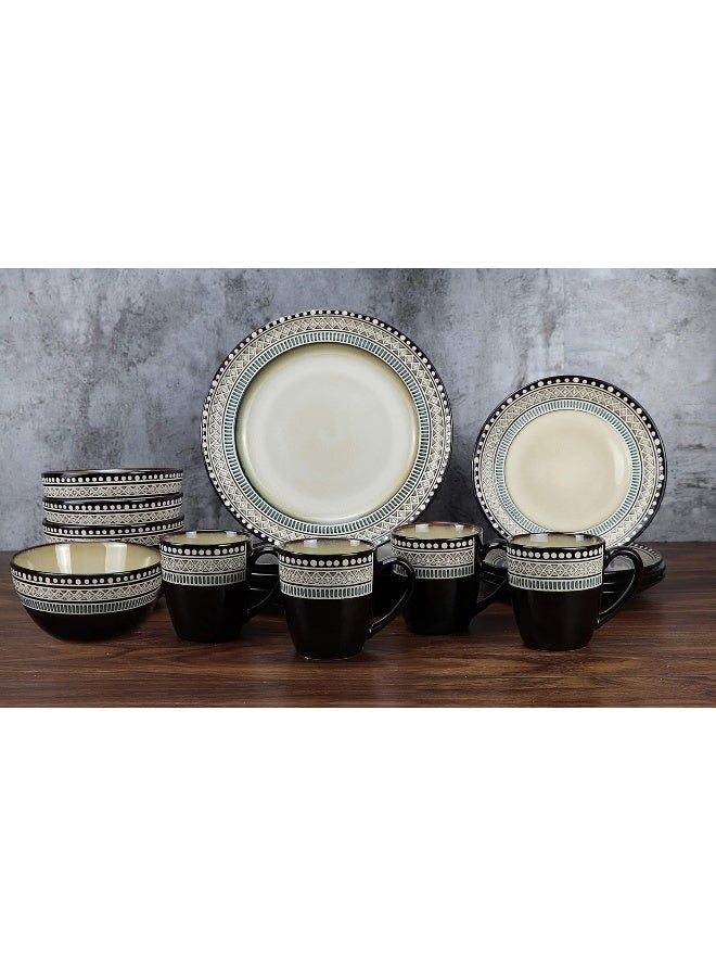 Lorren Home Trends Glazed Dinnerware Set Bue Large - Image 3