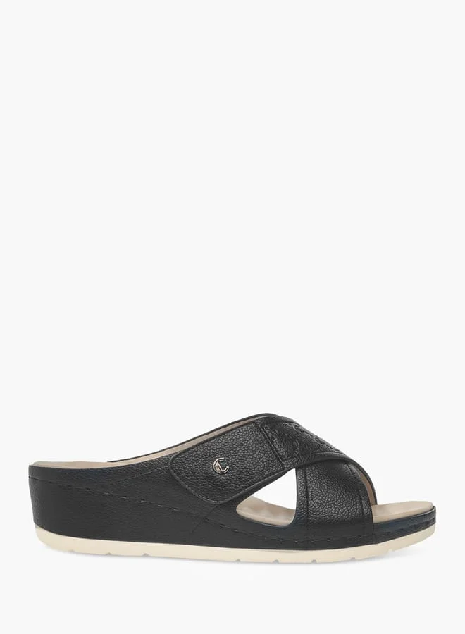 Le Confort Women Textured Slip-On Cross Strap Sandals