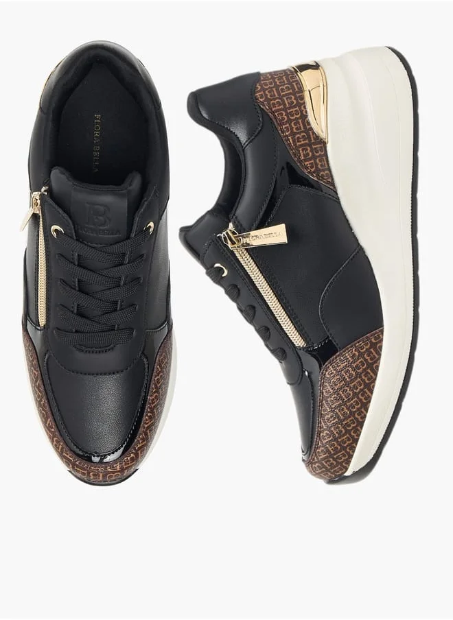 فلورا بيلا من شو إكسبرس Womens Monogram Print Sneakers With Lace-Up Closure