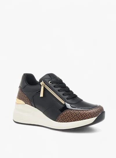 Flora Bella By Shoexpress Womens Monogram Print Sneakers With Lace-Up Closure