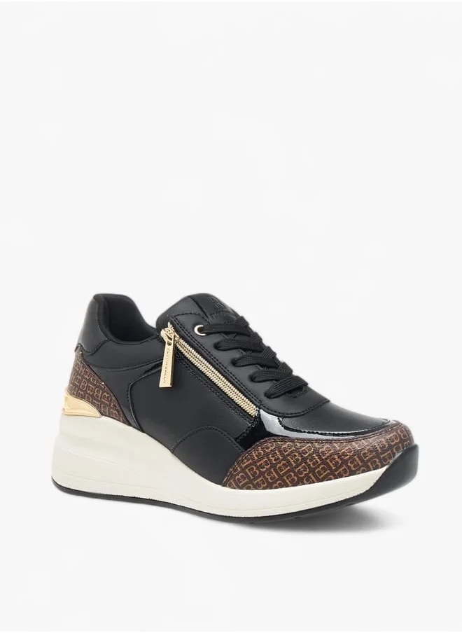 فلورا بيلا من شو إكسبرس Womens Monogram Print Sneakers With Lace-Up Closure