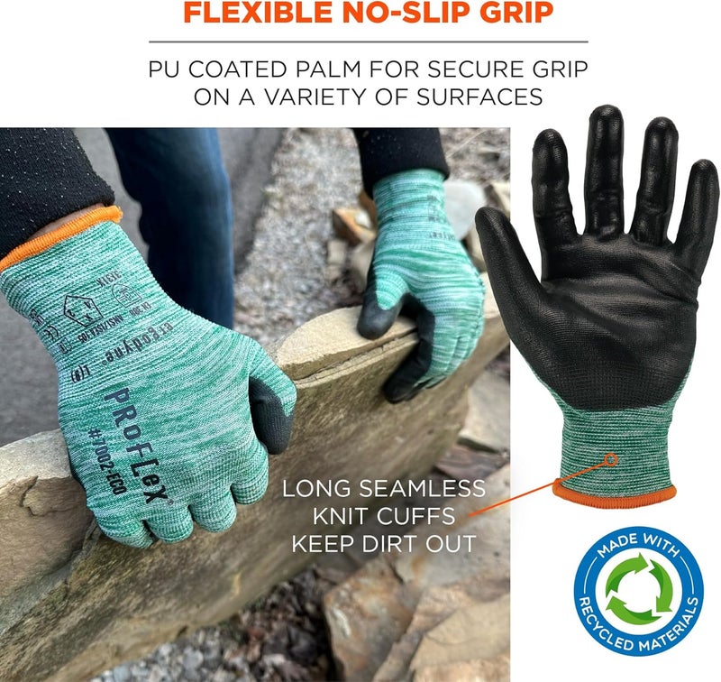 Ergodyne ProFlex 7002ECO Work Glove Recycled PU Coated Palms Gloves Post Consumer Materials 15 gauge - Image 5