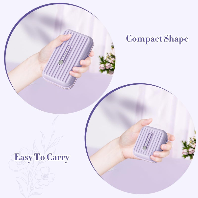 Goffing Travel Pill Organizer Box with Medicine Labels, 2Pack 7 Compartments Portable Pill Case, Daily Medication Organizer Storage Pill Container for Pocket Pharmacy(Purple, S+L 2pack) - Image 3